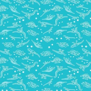Glow o saurus 12970G84 turquoise by Greta lynn for Kanvas Studio, glow in the dark £14 a metre