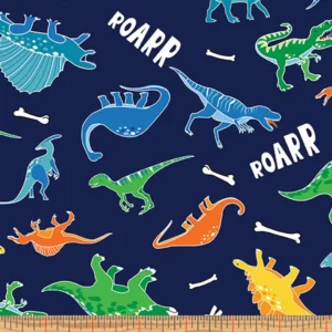 Glow o saurus 12973G56 Navy by Greta lynn for Kanvas Studio, glow in the dark £14 a metre