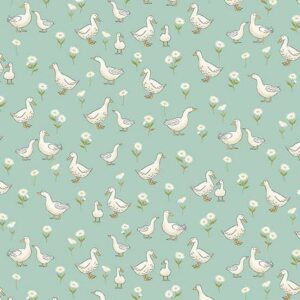 Little Ones 190/T Ducks Teal Andover fabrics Makower UK