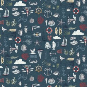 High Tide Reef 078 B8 Maritime Blue Makower £14.00 a metre